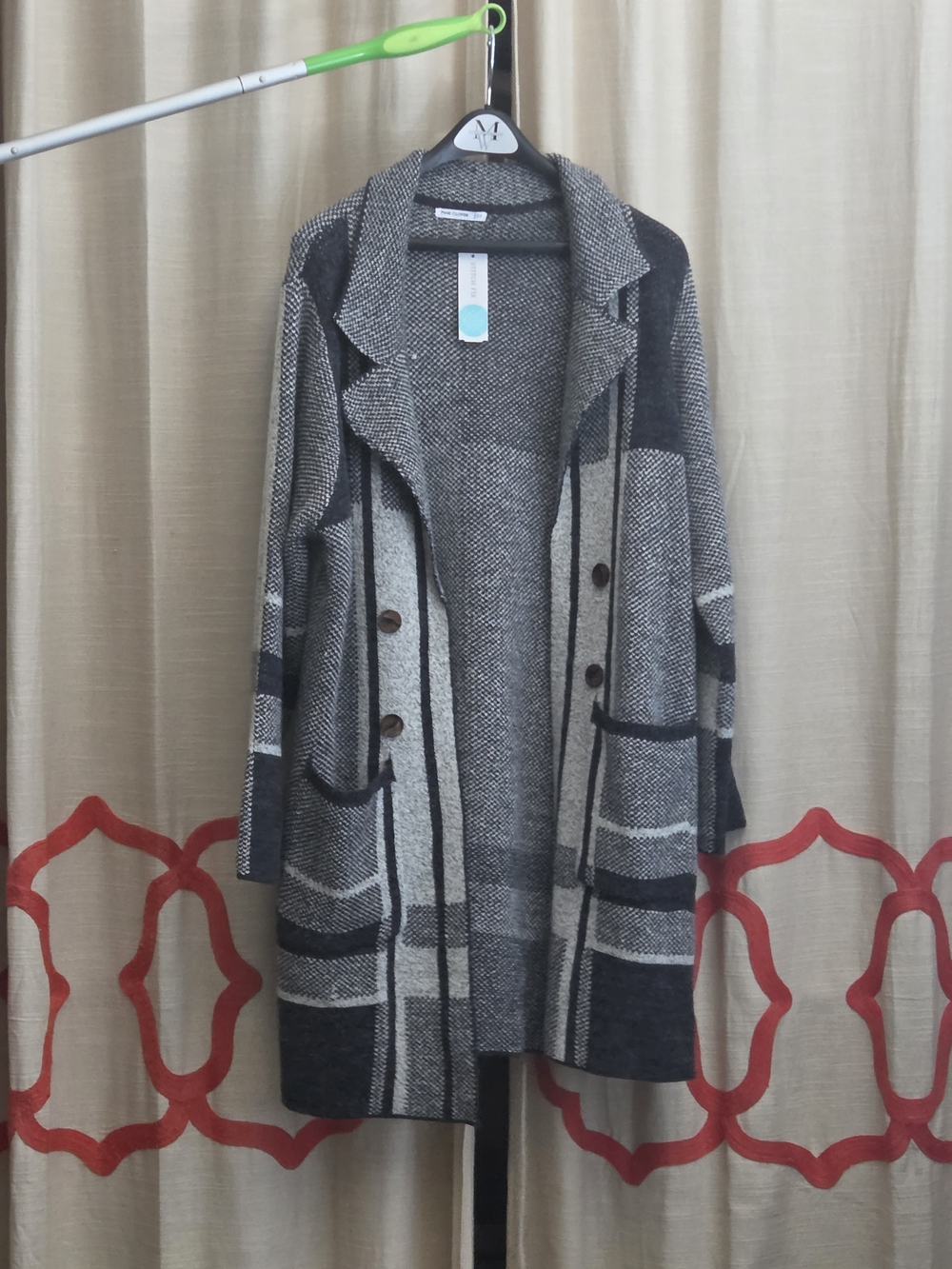 NWT Pink Clover Hayley Double Pocket Coatigan Gray XL